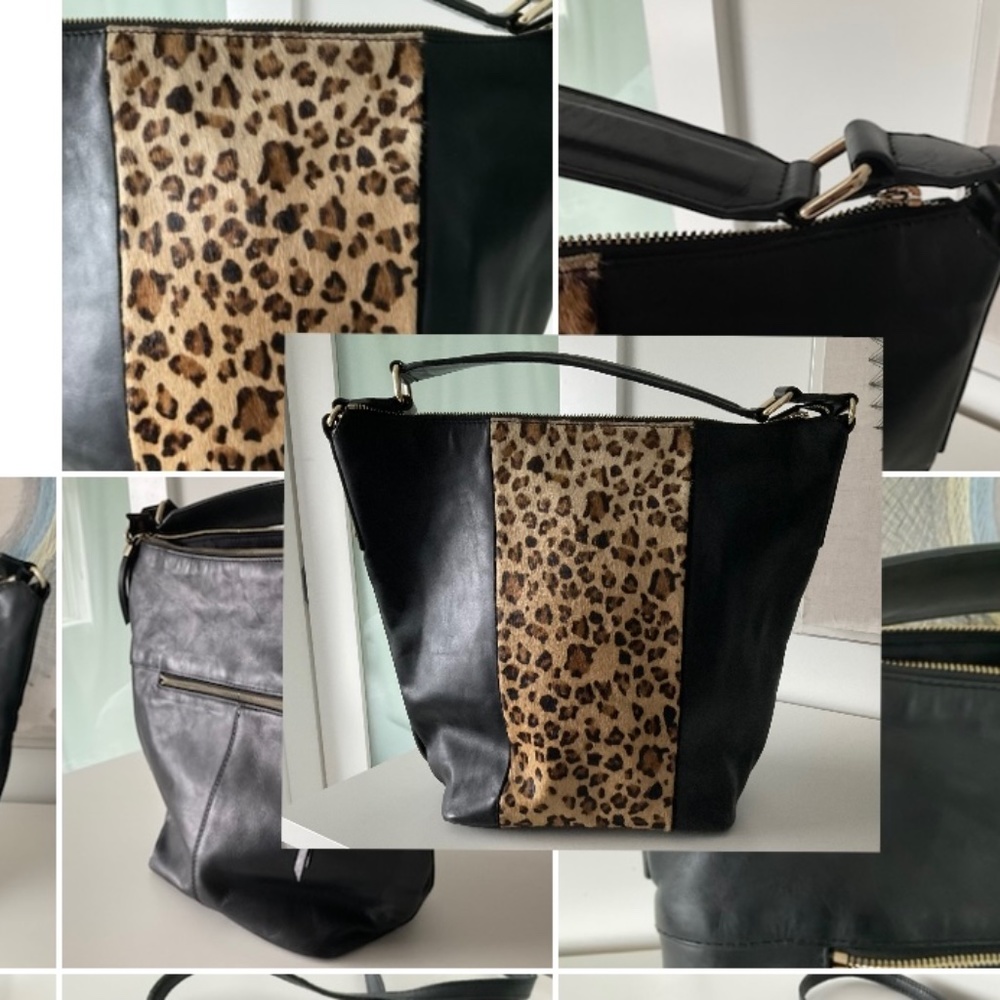Black and Leopard Print Women’s Shoulder Bag